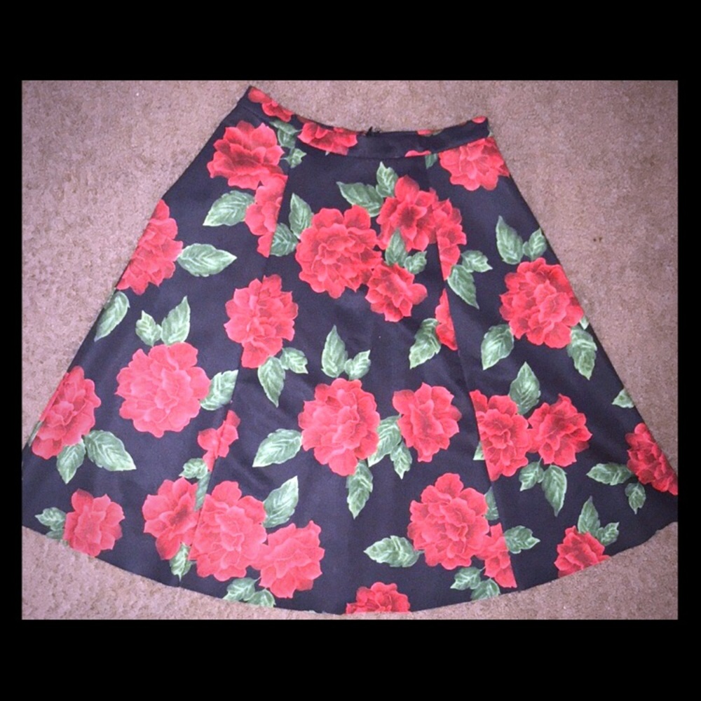 NWOT Super fun rose skater skirt